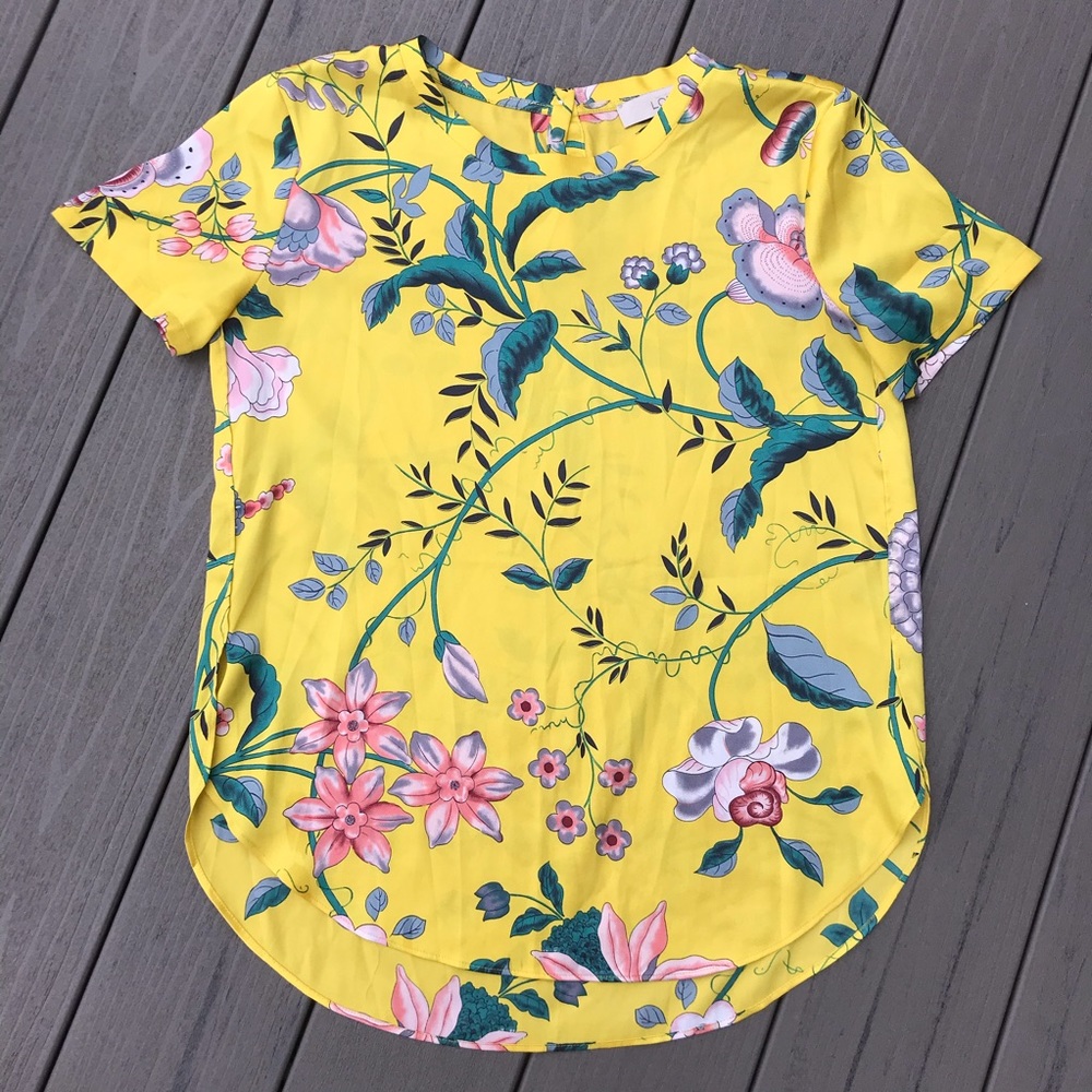 LOFT yellow floral blouse